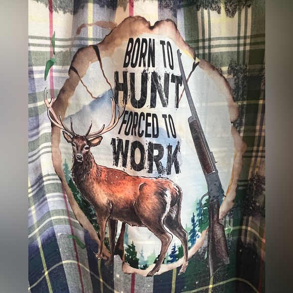 Born to Hunt Forced to Work Distressed Flannel - Picture 2 of 3
